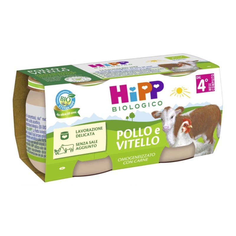 HIPP BIO OMOGENEIZZATO POLLO E VITELLO 2 PEZZI DA 80 G